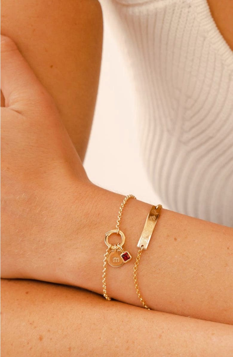 MADE BY MARY Rolo Charm Bracelet with CZ Link Lock, Alternate, color, Silver