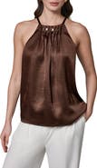 Donna Karan New York Pleated Embellished Satin Camisole