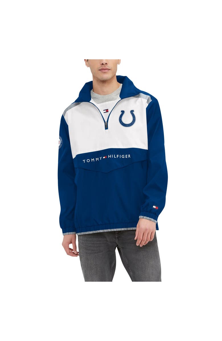 Tommy Hilfiger Men's Tommy Hilfiger Royal/White Indianapolis Colts Carter Half-Zip Hooded Top, Main, color,