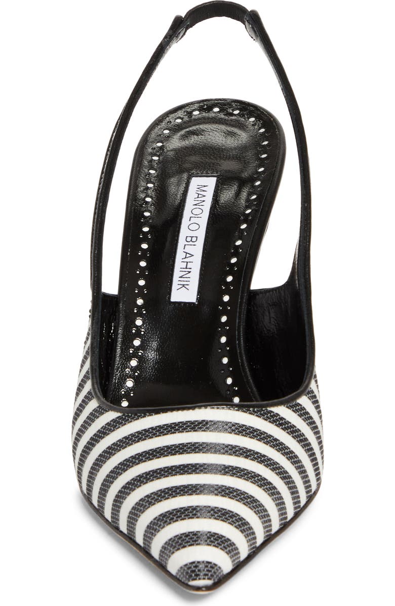 Manolo Blahnik Allurafia Stripe Slingback Pump, Alternate, color, Ivory/ Black