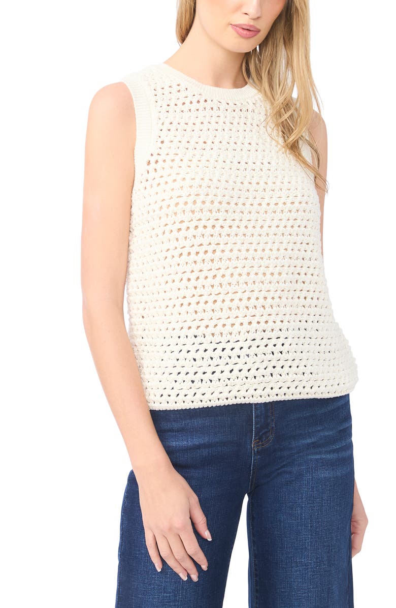 Halogen<sup>®</sup> Open Stitch Sweater Tank, Main, color, Eggnog