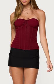 EDIKTED Guinivere Smocked Strapless Coreset Top