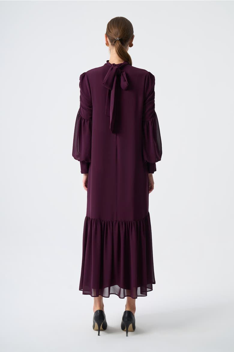Draped Chiffon Dress, Alternate, color, Plum