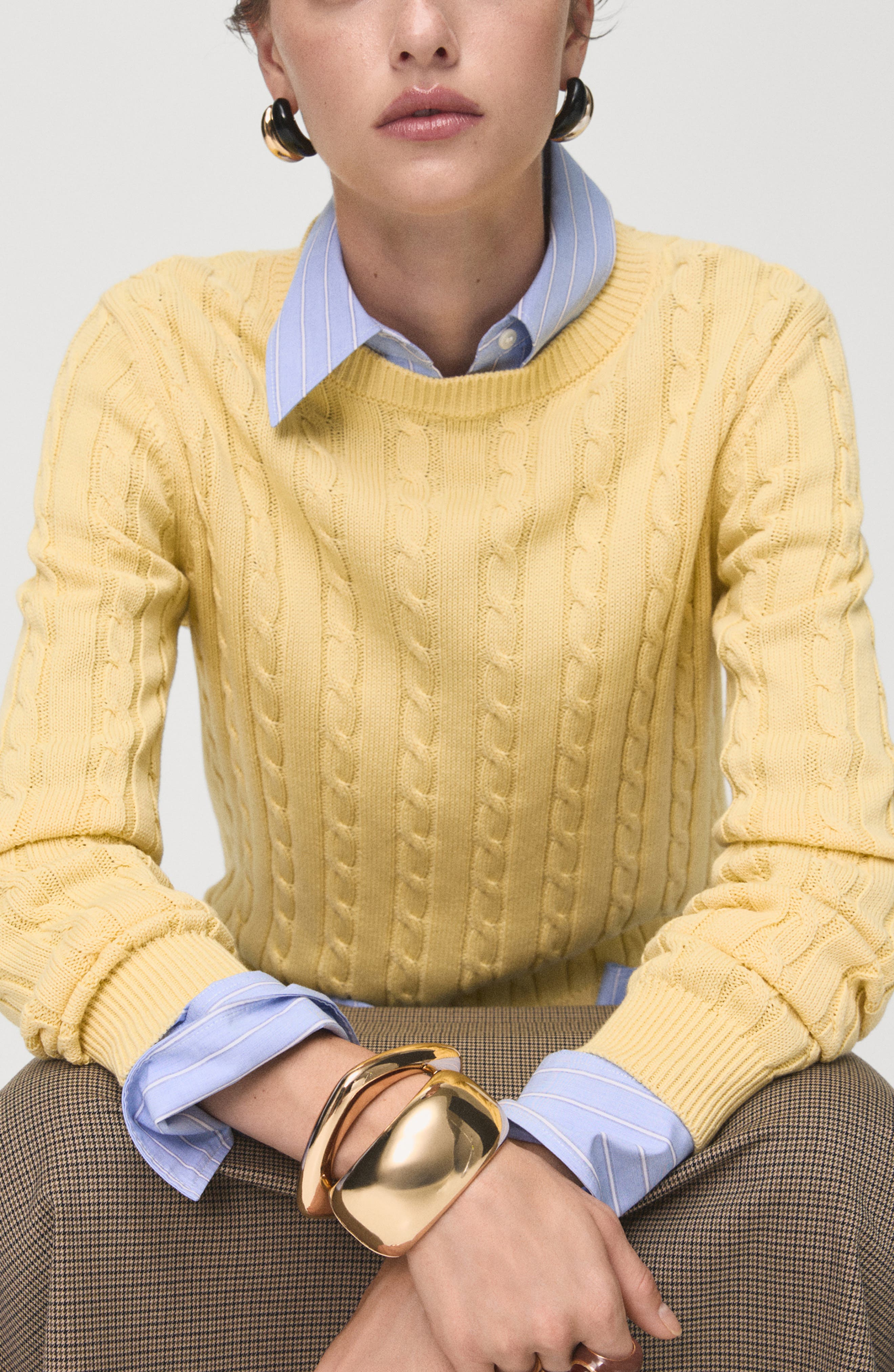MANGO Cable Knit Cotton Sweater