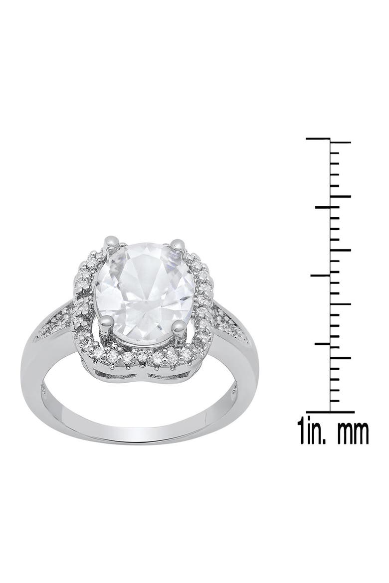 18K White Gold Plated Simulated Diamond Halo Ring, Alternate, color, SILVER