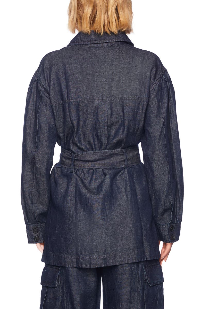 Susana Monaco Stretch Cotton & Linen Denim Jacket, Alternate, color, Dark Denim