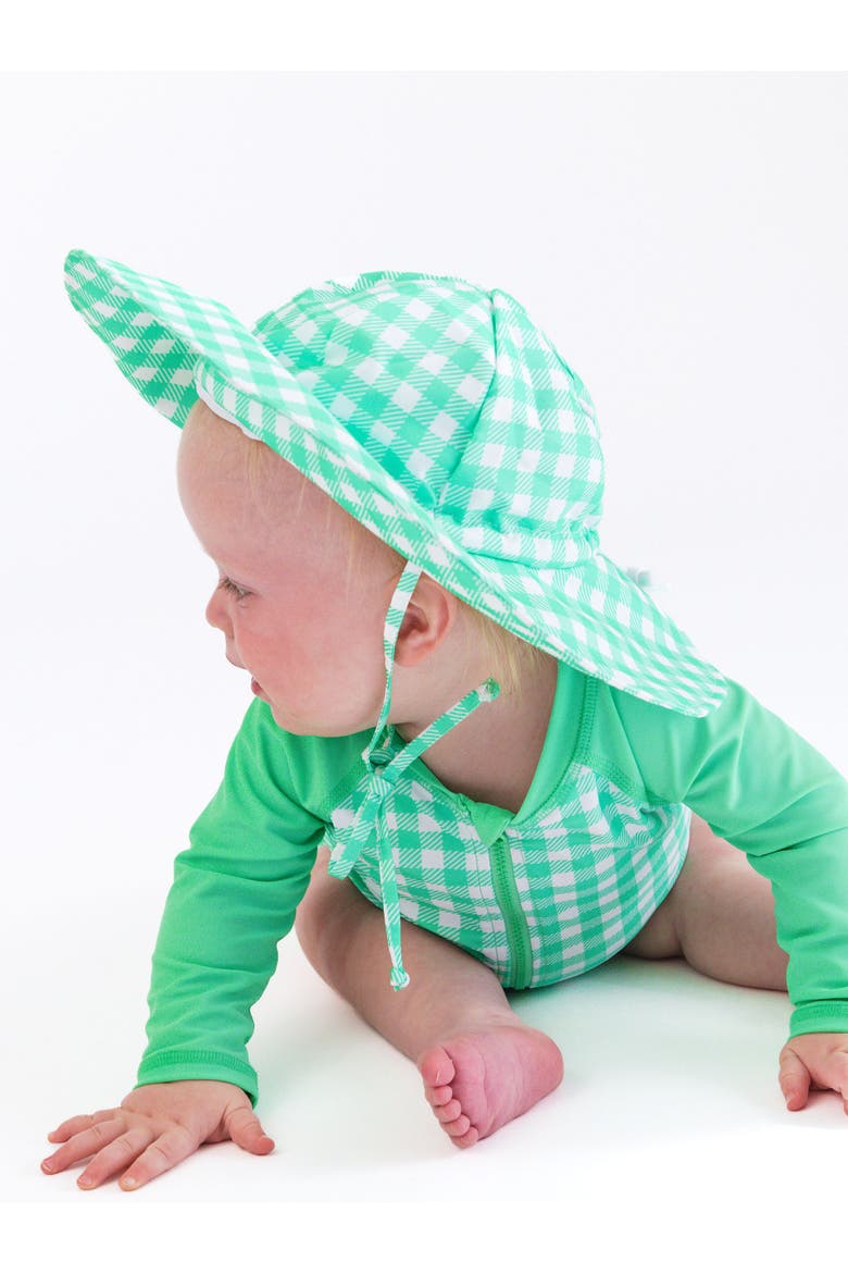 Unisex UPF50+ Sun Protective Hat, Alternate, color, Spring Green Gingham