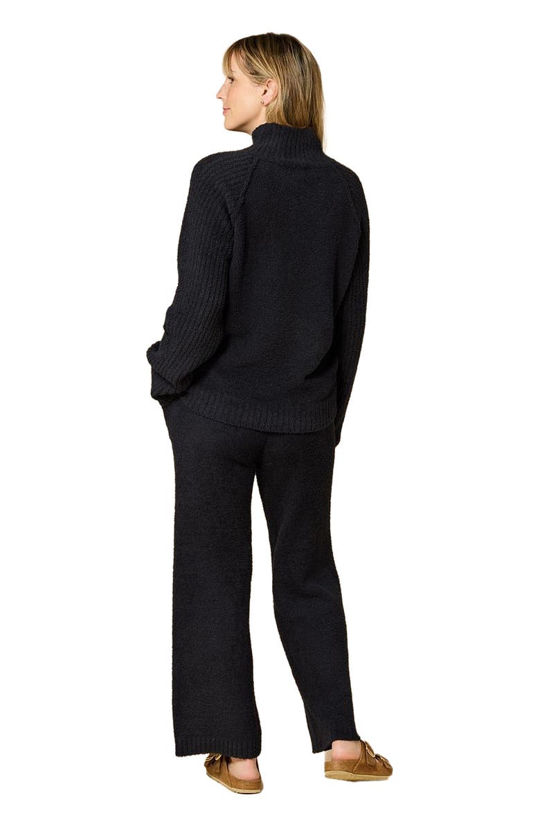 Softies Solid Marshmallow Rib Mock Neck with Long Pant, Alternate, color, Black