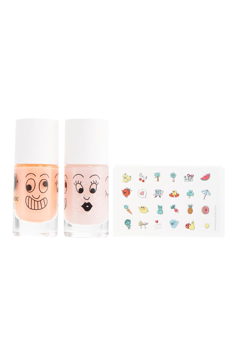 Nail Polish And Nail Sticker Set For Kids, Alternate, color, ASSORTED