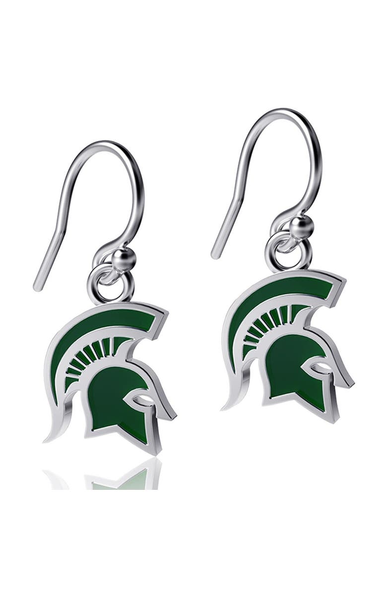 DAYNA DESIGNS Women's Dayna Designs Michigan State Spartans Silver Enamel Dangle Earrings, Main, color, 