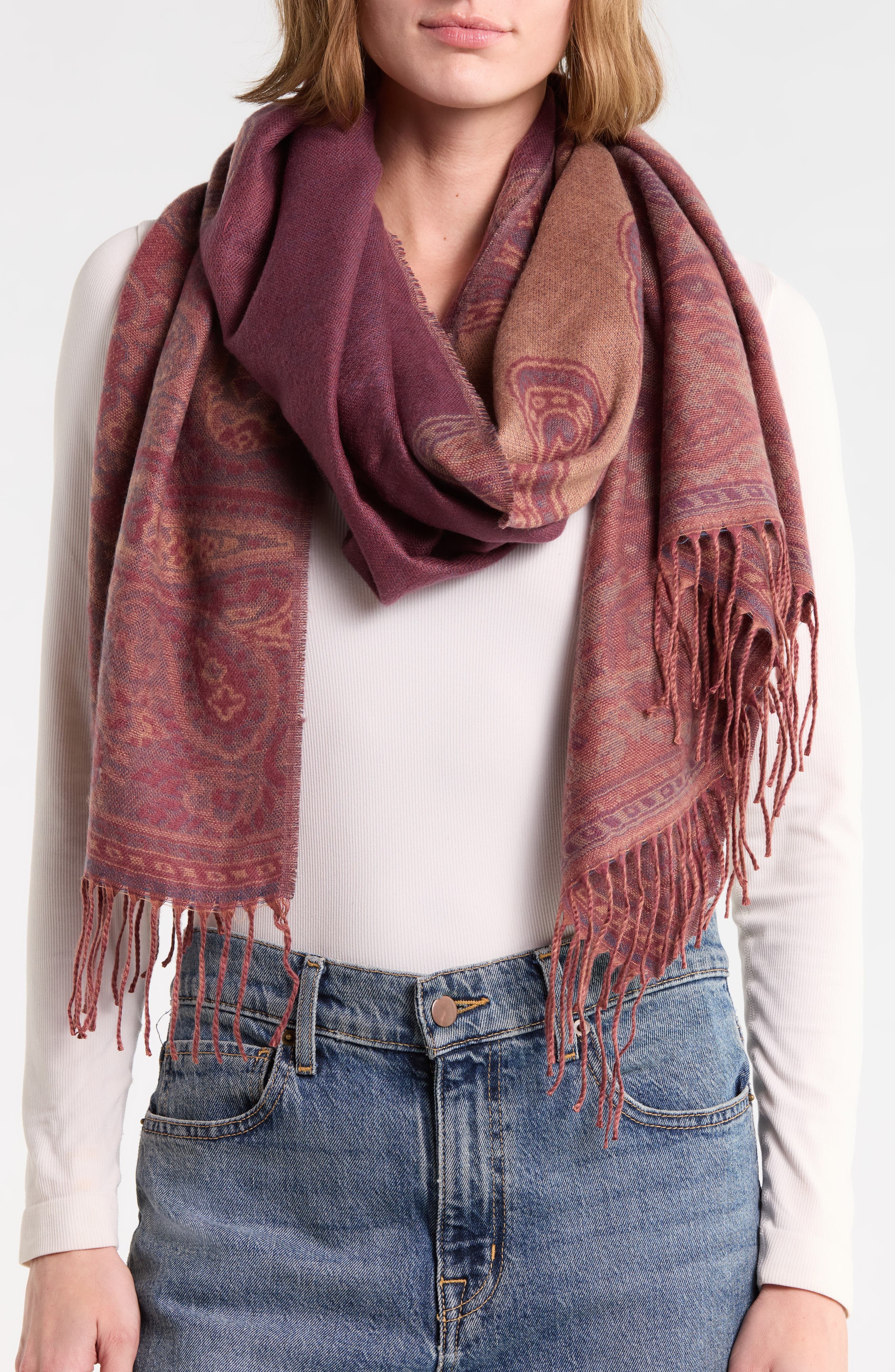 Paisley Bordered Jacquard Scarf