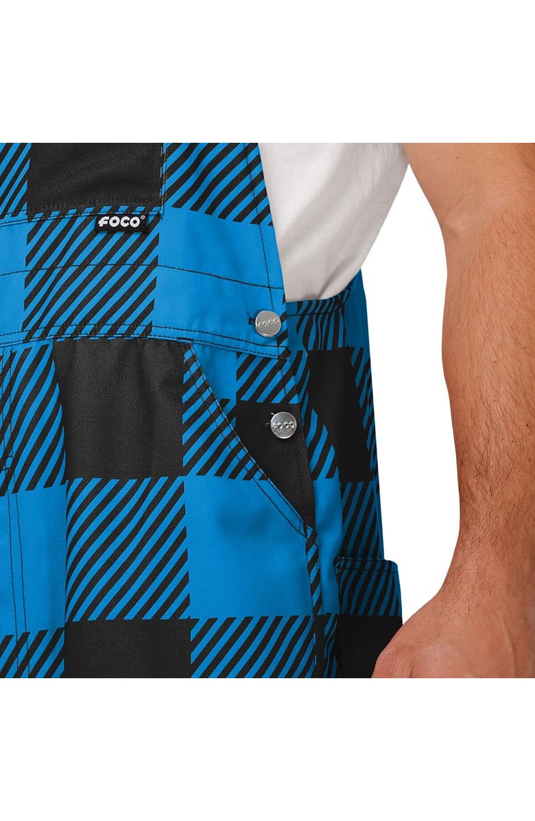 FOCO Men's FOCO  Blue Carolina Panthers Big Logo Plaid Overalls, Alternate, color, 