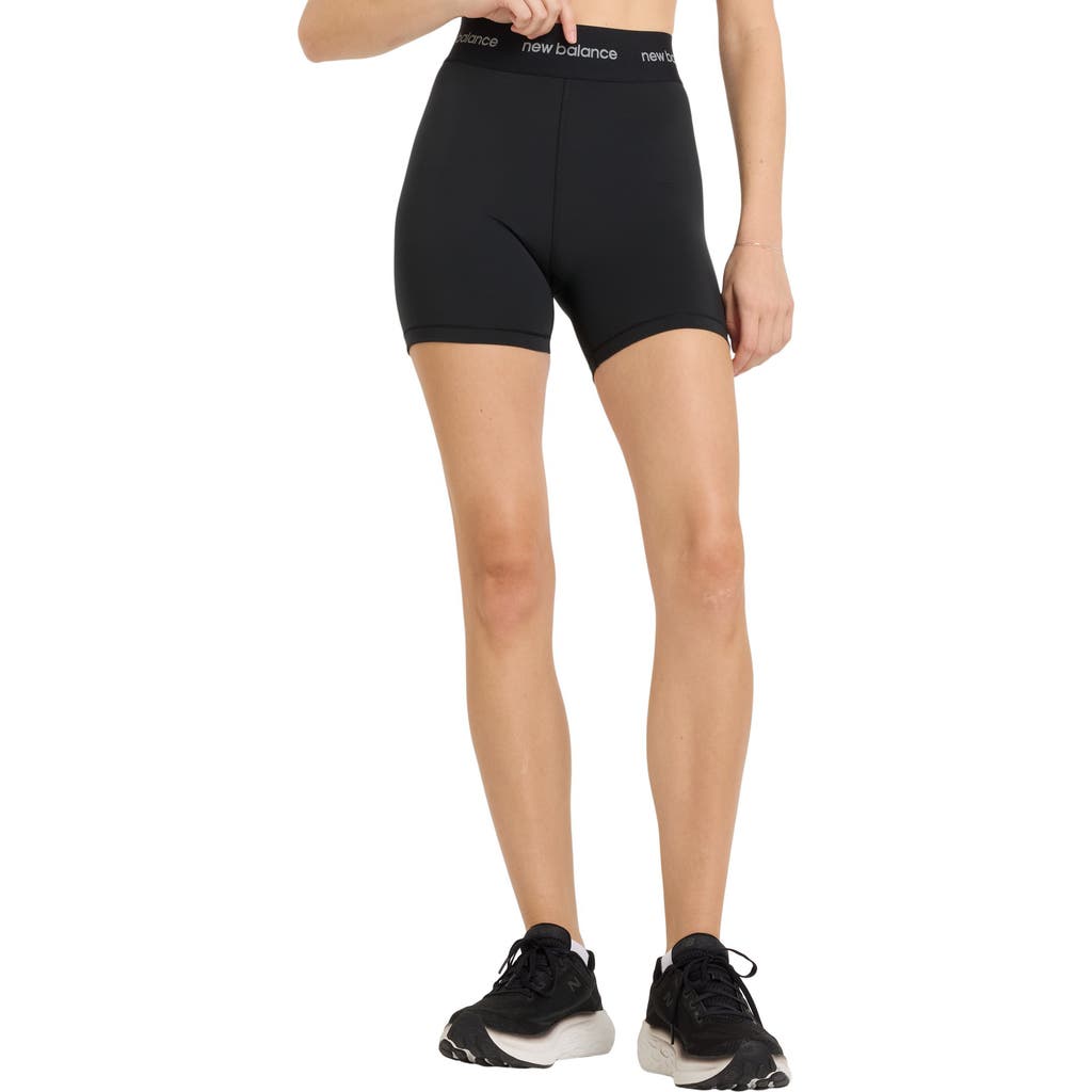 New Balance Nb Sleek 5-inch High Rise Performance Athletic Shorts In Black