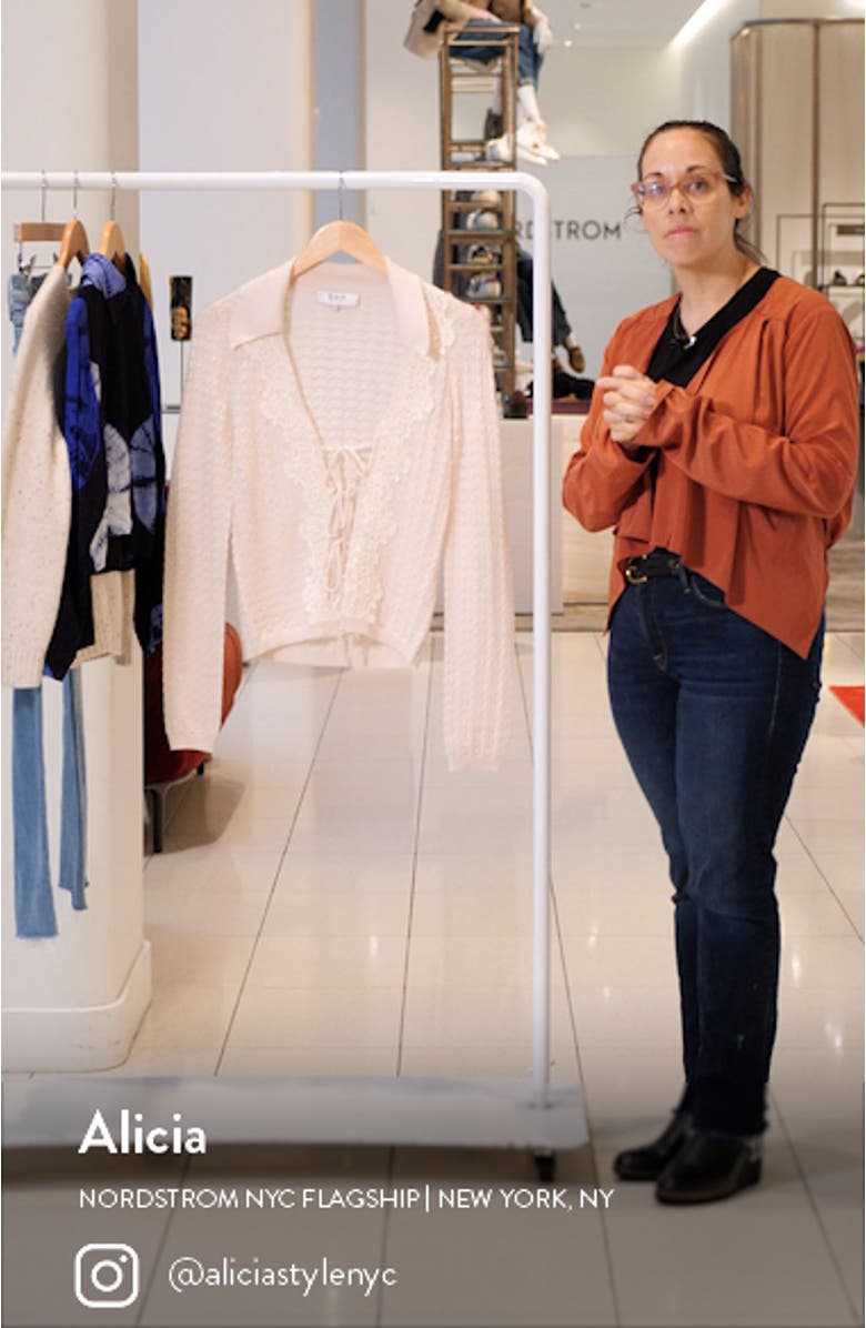 Kyra Pointelle Tie Front Wool Cardigan, sales video thumbnail