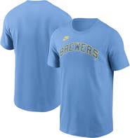 Nike Men's Nike Powder Blue Milwaukee Brewers Cooperstown Wordmark T-Shirt