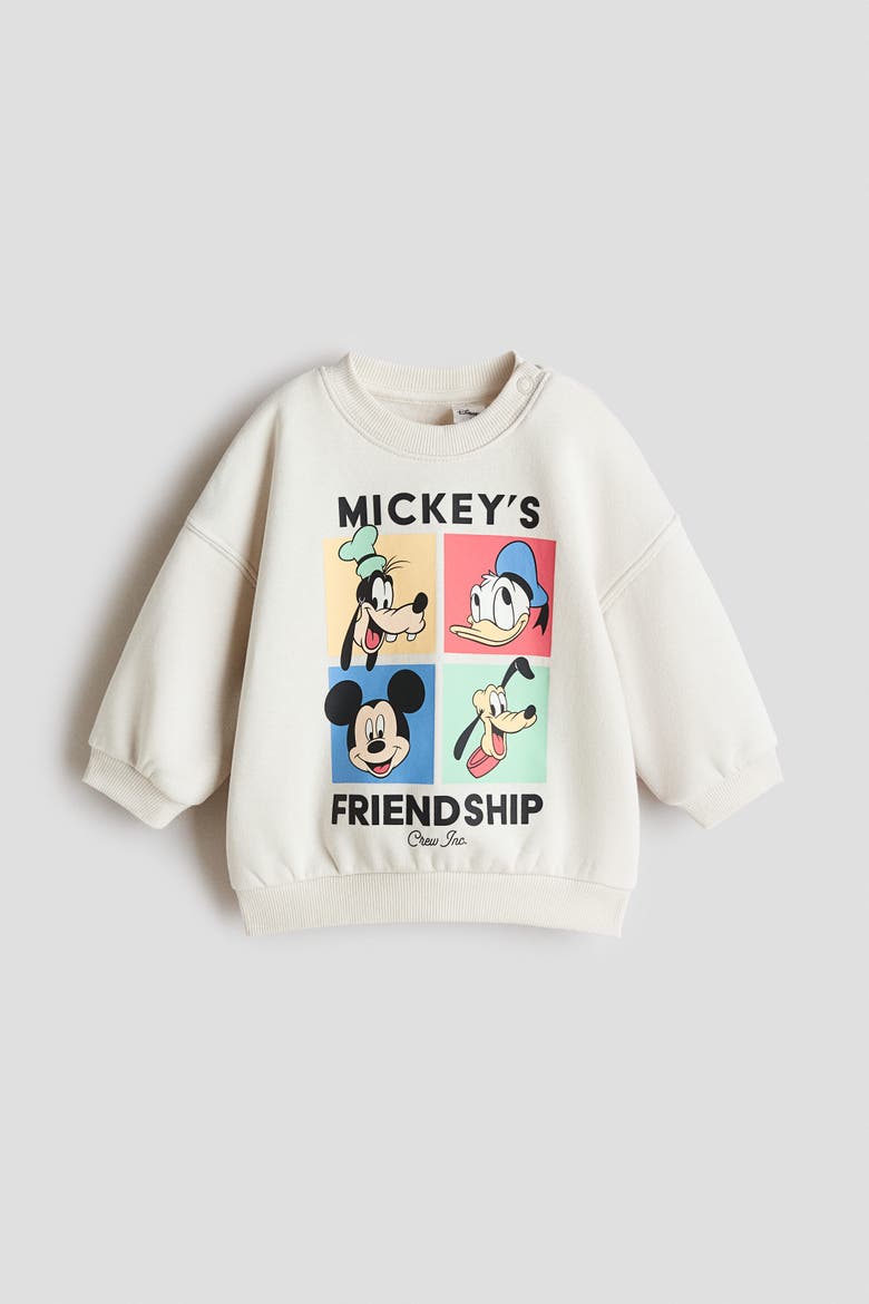 Printed Sweatshirt, Main, color, White/Mickey Mouse