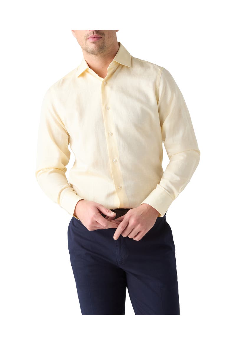 Reynolds Cotton Linen Blend Shirt in Contemporary fit, Main, color, Yellow