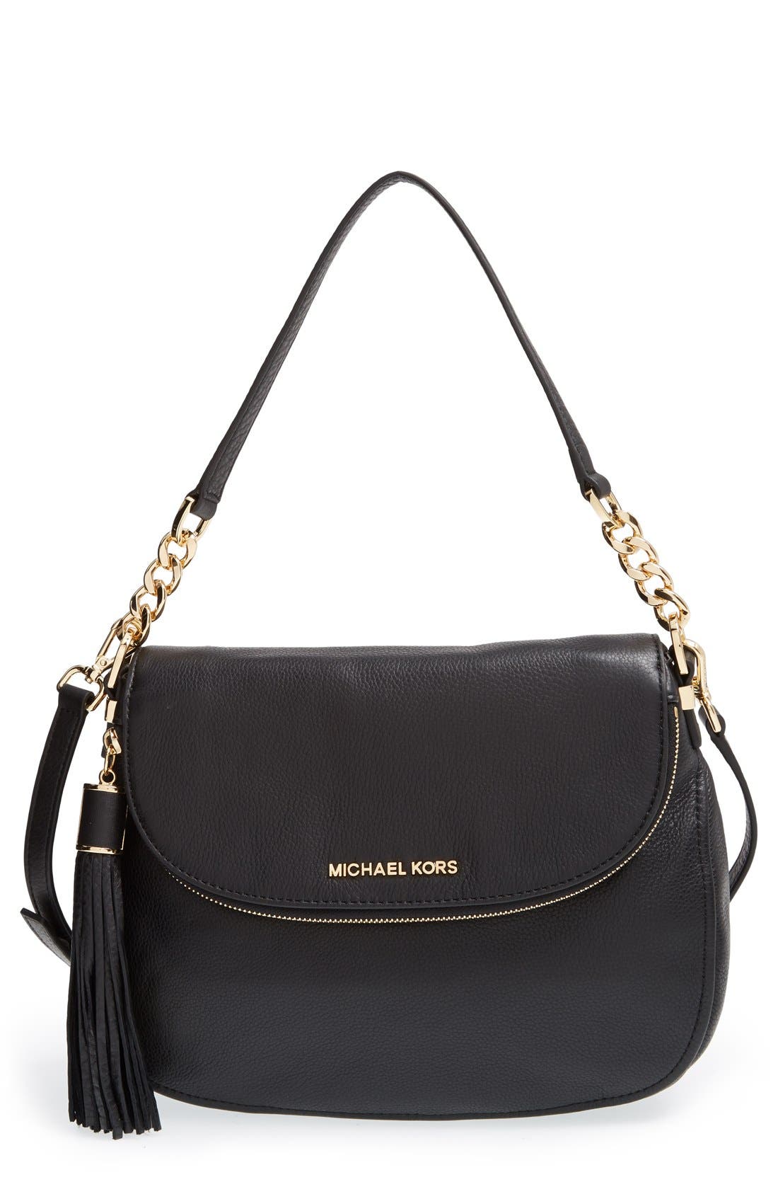 MICHAEL Michael Kors 'Bedford Tassel - Medium' Convertible Leather Shoulder Bag, Main, color, 