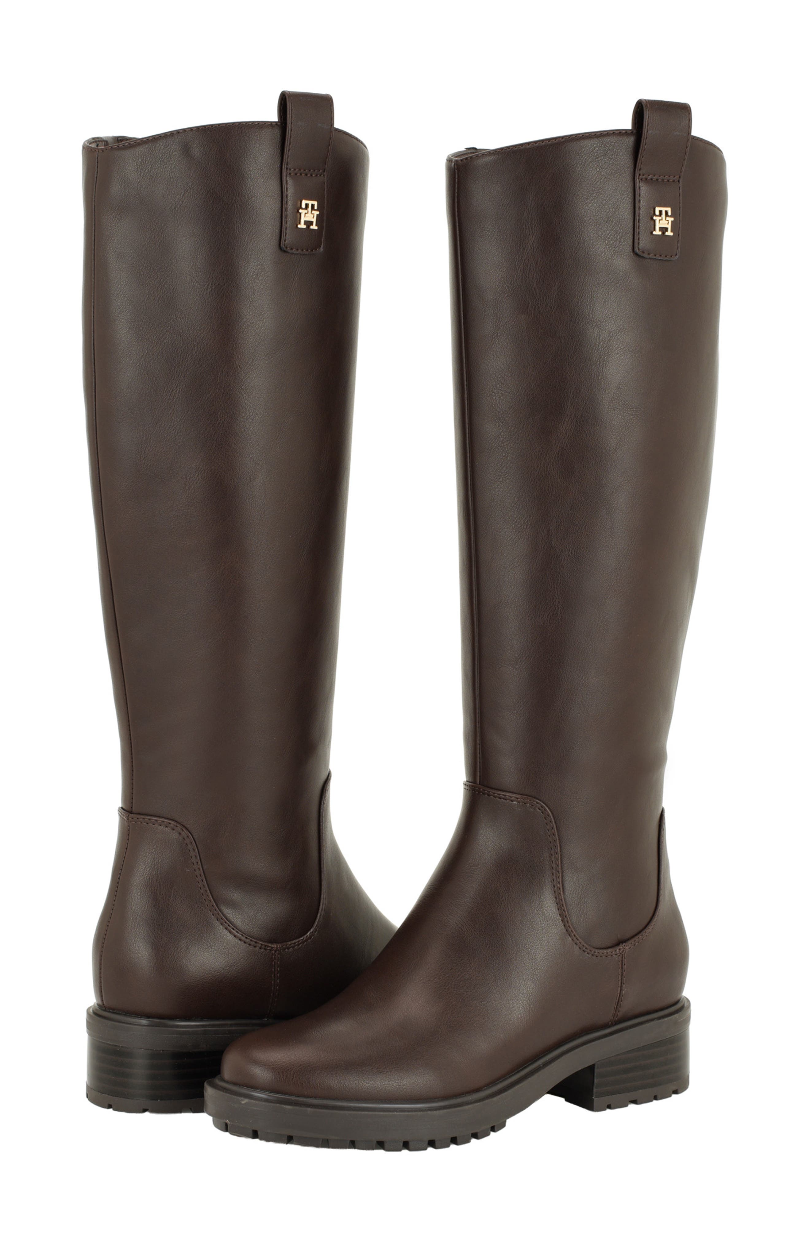 Ashere Knee High Faux Leather Boot, Alternate, color, DARK BROWN