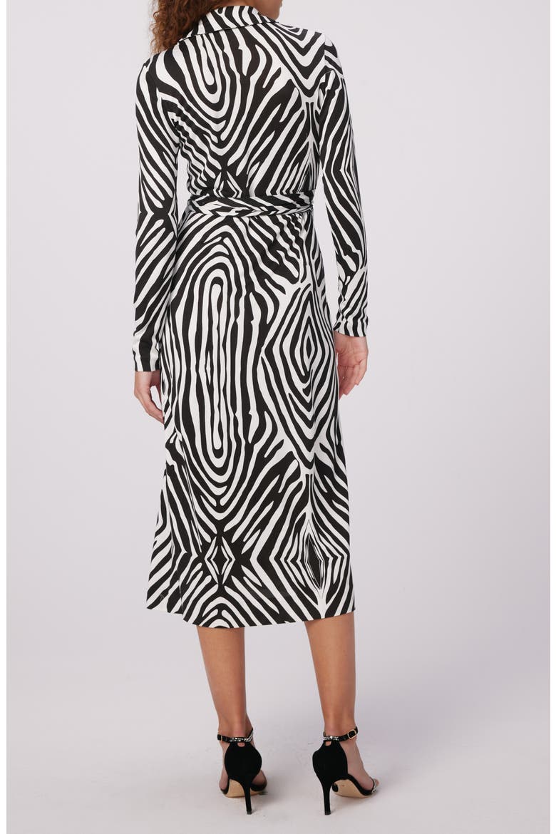 Abigail Zebra Print Long Sleeve Silk Wrap Dress, Alternate, color, ZEBRA IVORY LG