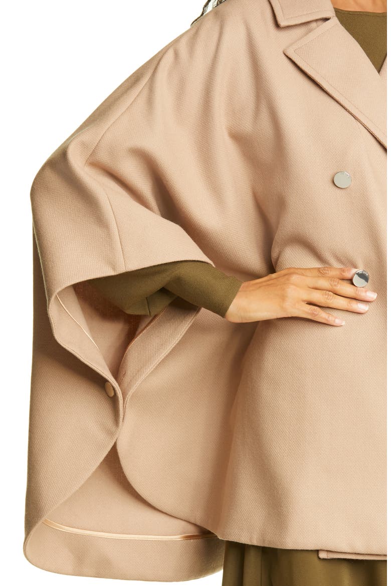 Donnata Double Breasted Wool & Cashmere Blend Cape, Alternate, color, CAMEL