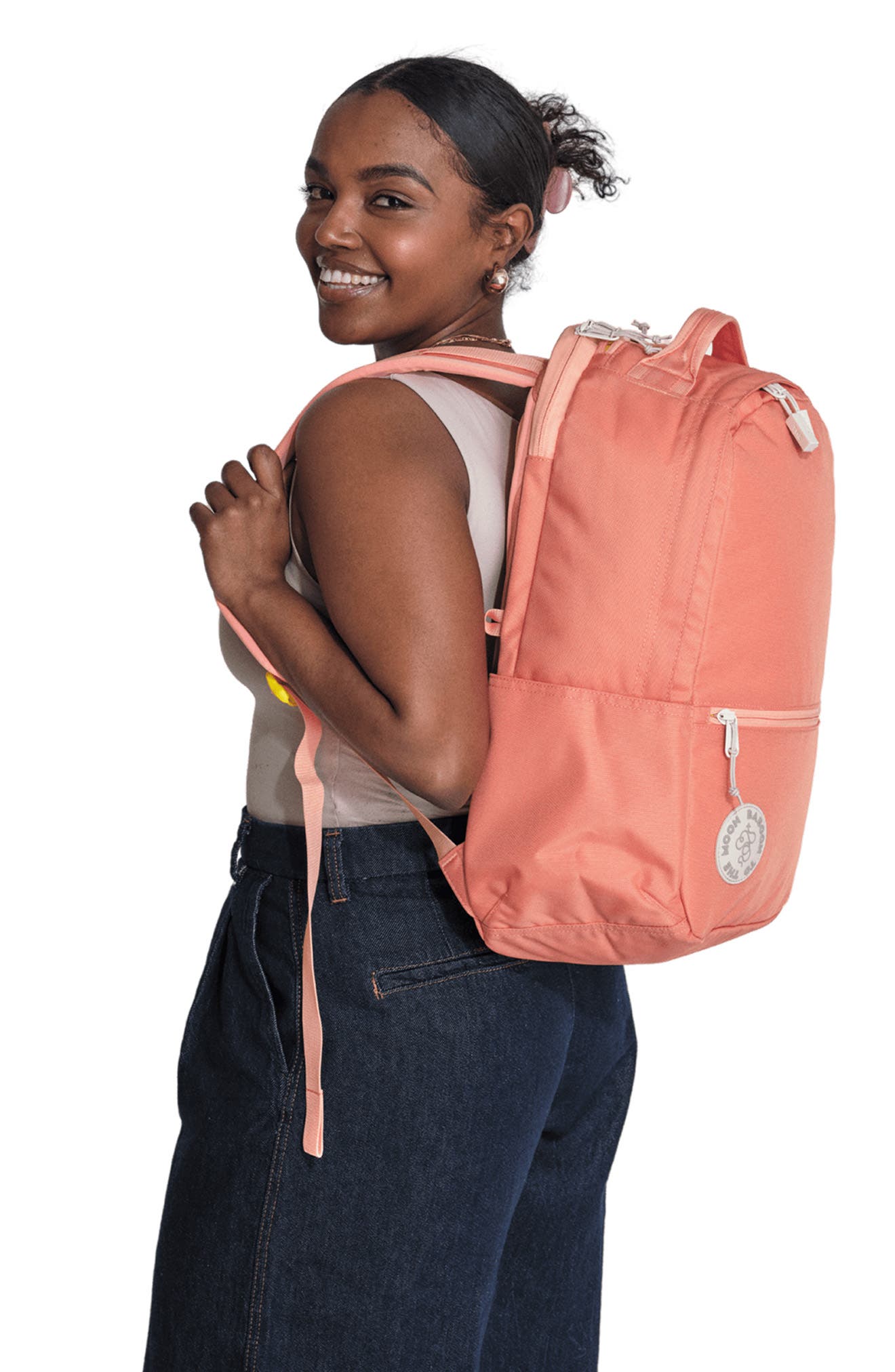 Baboon to the Moon City Water Repellent Backpack, Alternate, color, Sunset Coral