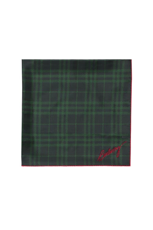 Burberry Crystal Ekd Check Silk Scarf In Green