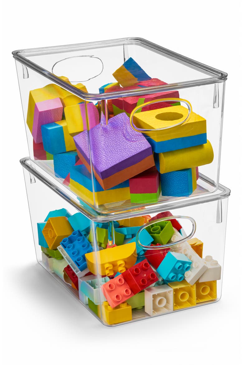2-Pack Large Toy Organizer Clear Plastic Storage Bins, Main, color, CLEAR
