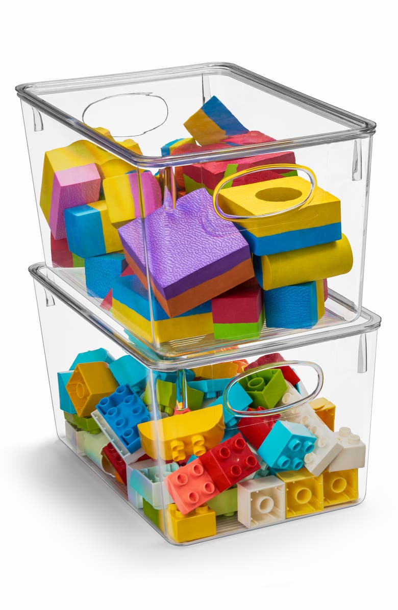 SORBUS 2-Pack Large Toy Organizer Clear Plastic Storage Bins, Main, color, Clear