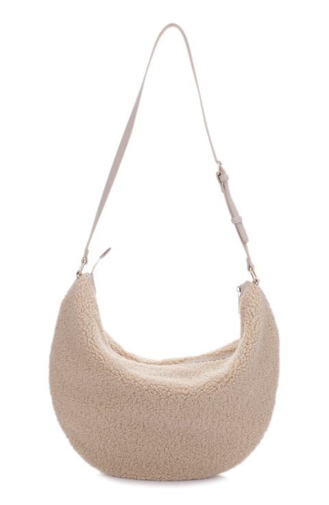 Megan High Pile Fleece Crescent Bag