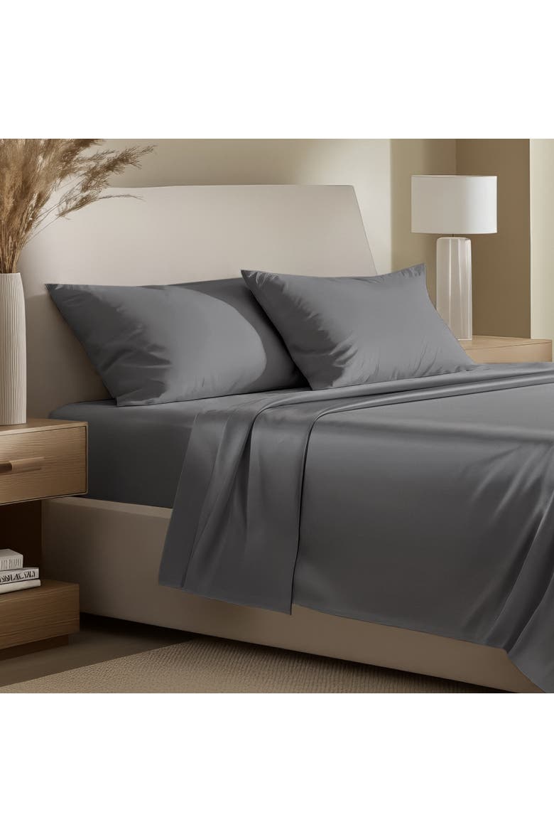 400 Thread Count Organic Cotton Sateen Sheet Set - Full XL, Alternate, color, Grey