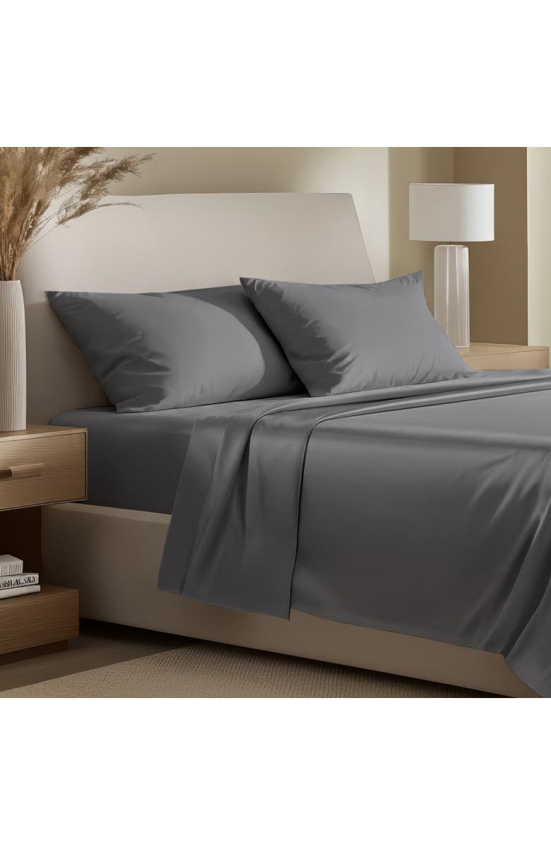 Bare Home 400 Thread Count Organic Cotton Sateen Sheet Set - Full XL, Alternate, color, Grey
