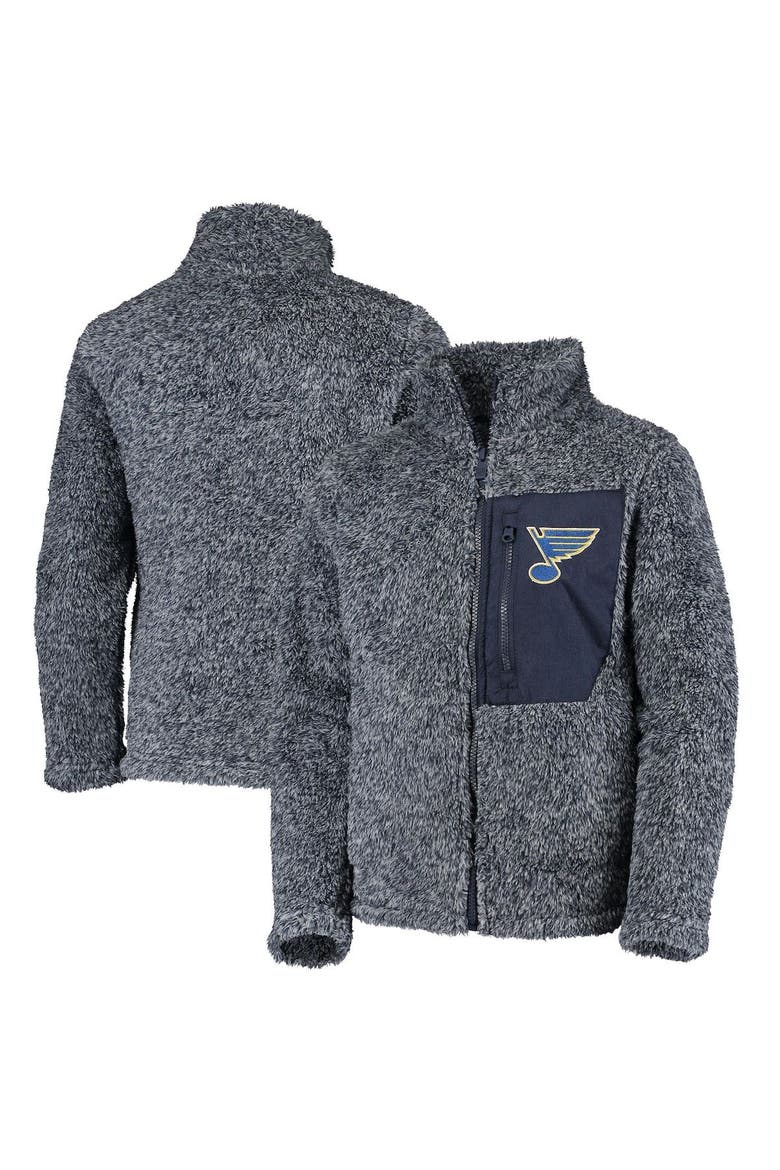 Girls Youth Navy St. Louis Blues Fan Gear Sherpa Full-Zip Jacket, Main, color, Navy