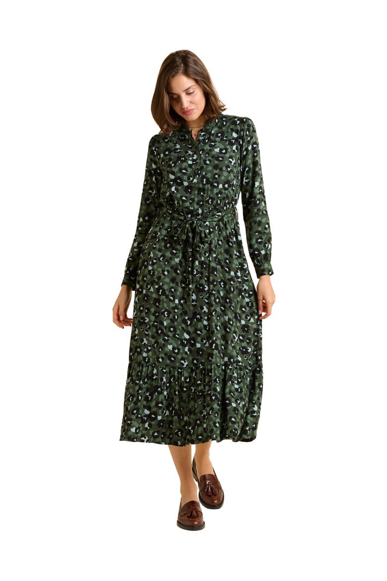 Luna Long Sleeve Button Midi Dress, Main, color, Green