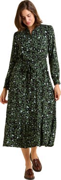 Brakeburn Luna Long Sleeve Button Midi Dress