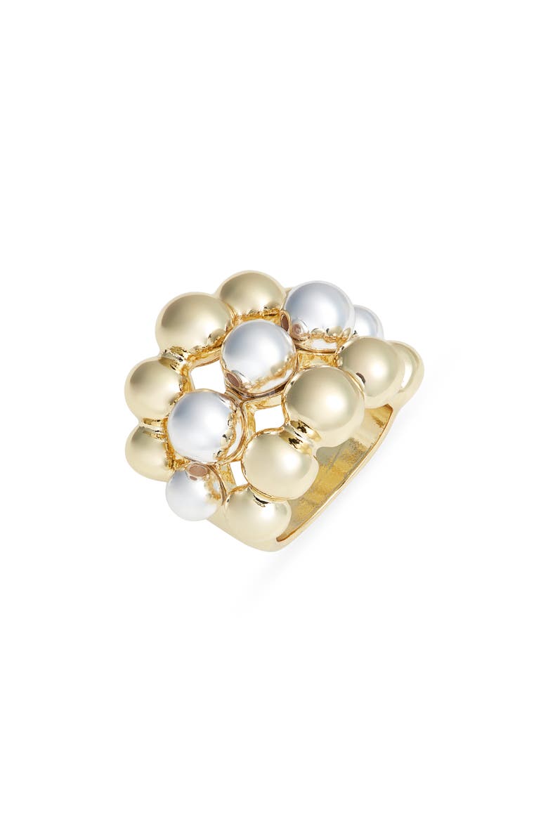 Triple Row Orb Cocktail Ring, Main, color, GOLD- SILVER
