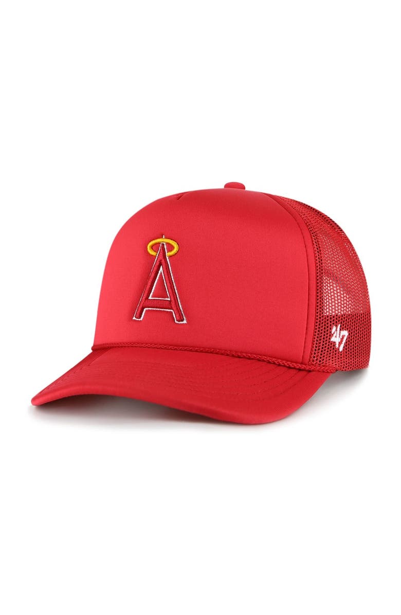 '47 Men's '47 Red Los Angeles Angels Foam Logo Trucker Adjustable Hat, Main, color, Red