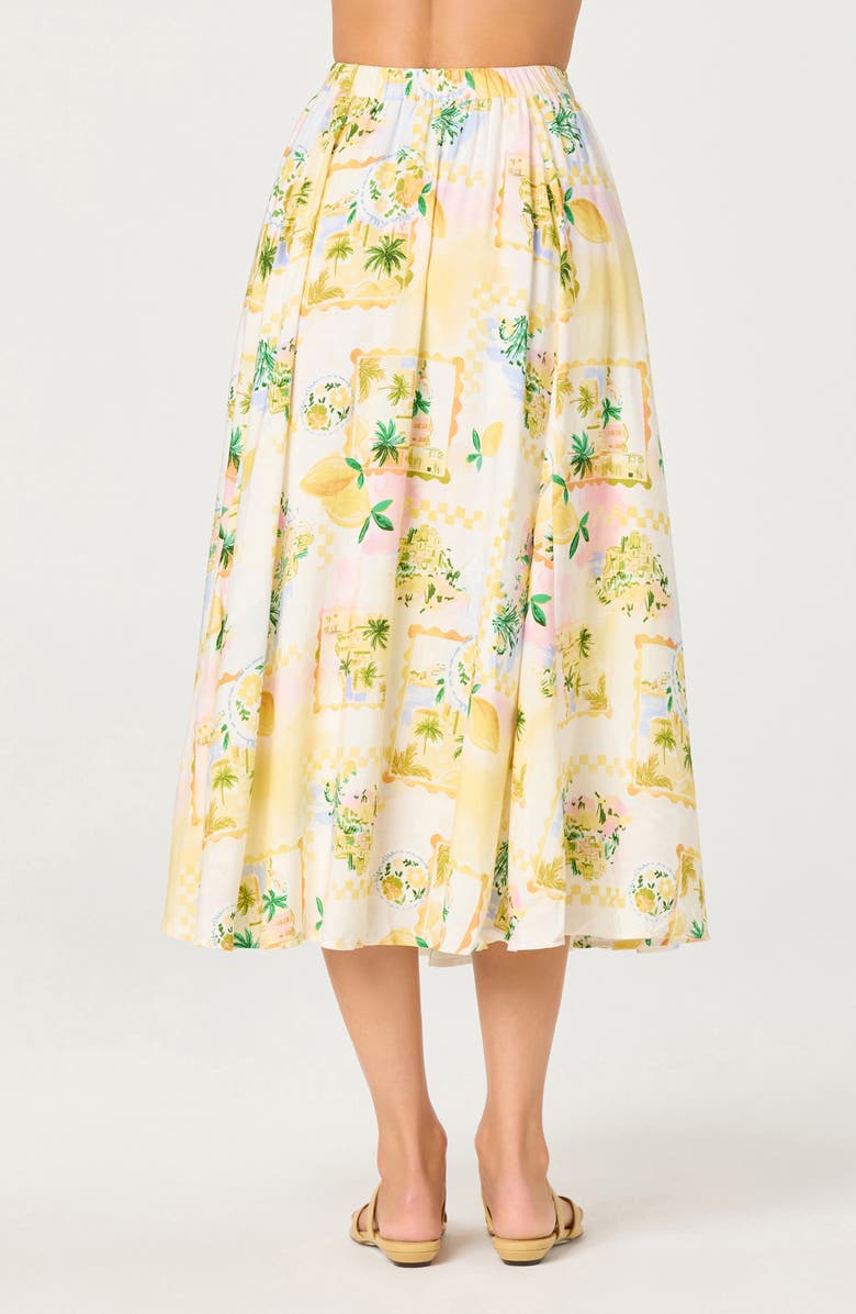 ASTR the Label Kaleigh Print A-Line Midi Skirt, Alternate, color, Lemon Paradise