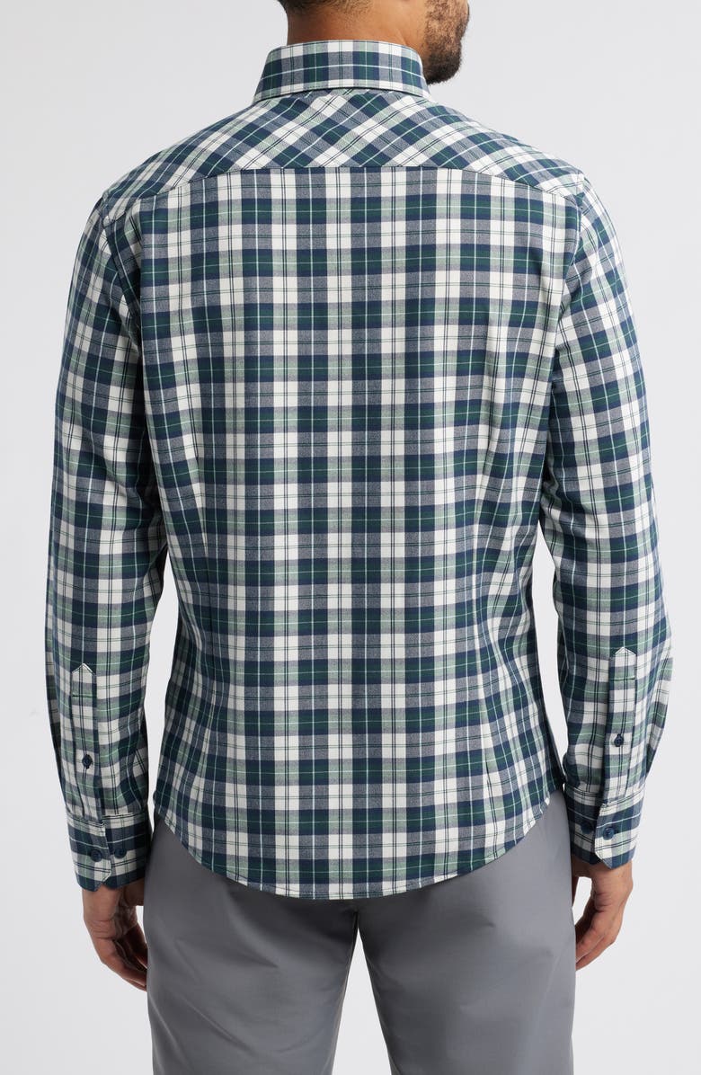 Mizzen+Main City Trim Fit Plaid Stretch Flannel Button-Down Shirt, Alternate, color, 
