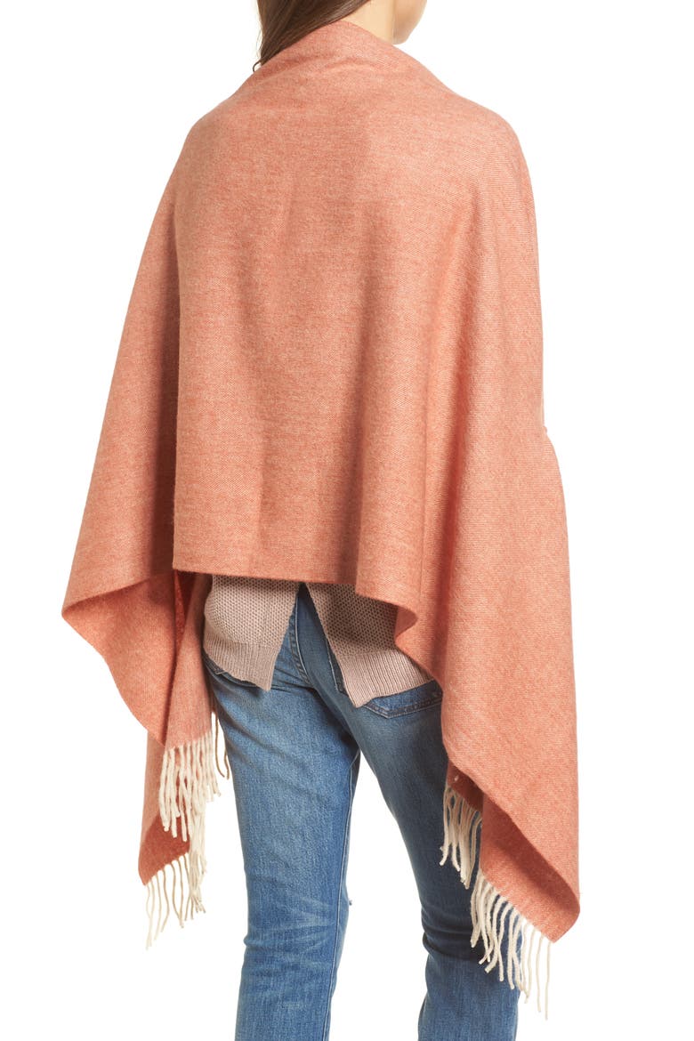 Fringe Cape Scarf, Alternate, color, AFTERGLOW RED