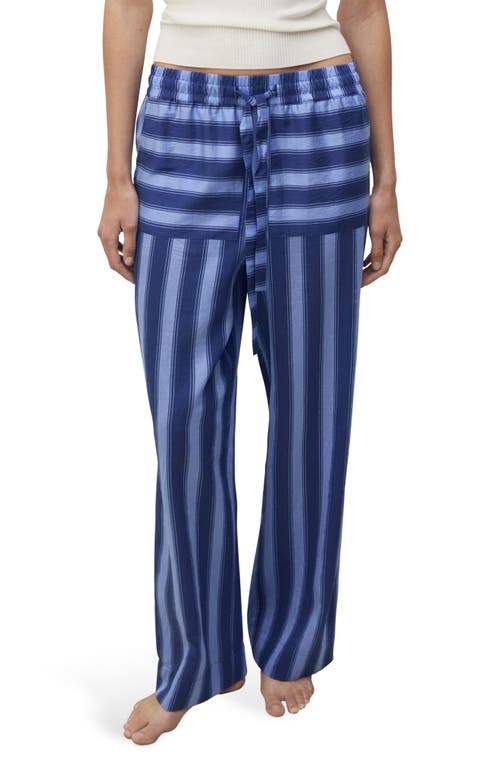 Mango Stripe Wide Leg Pajama Pants In Blue