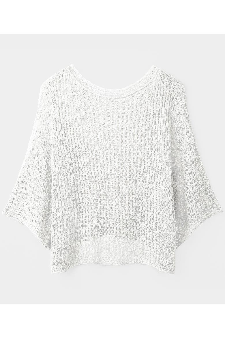 Popcorn Knit Pullover Sweater, Alternate, color, WHITE
