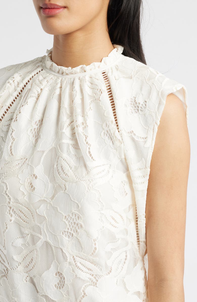 Anne Klein Ruffle Neck Lace Top, Alternate, color, 