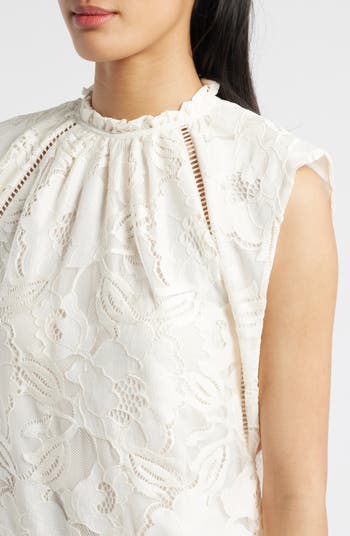 Anne Klein Ruffle Neck Lace Top | Nordstrom