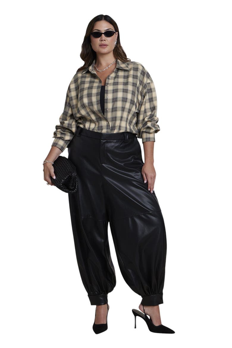 Faux Leather Balloon Pant (plus), Alternate, color, BLACK ONYX