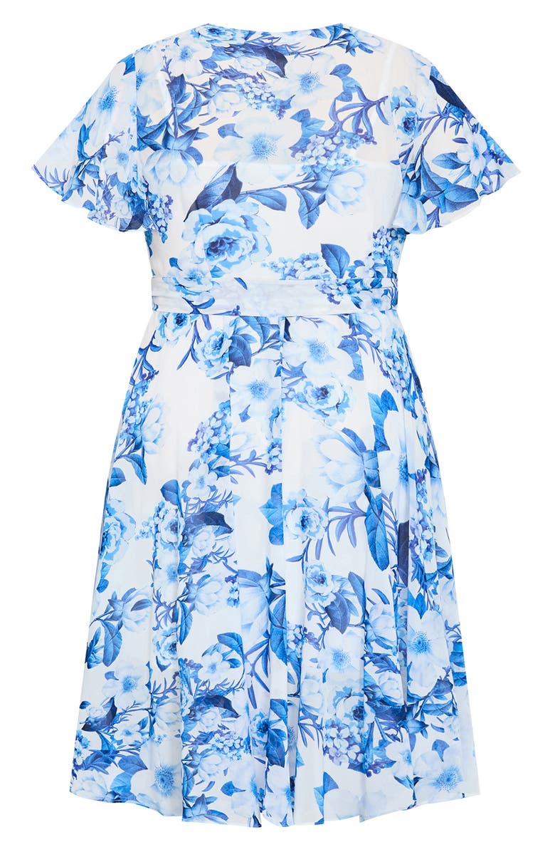 City Chic Floral Print Wrap Dress, Alternate, color, 
