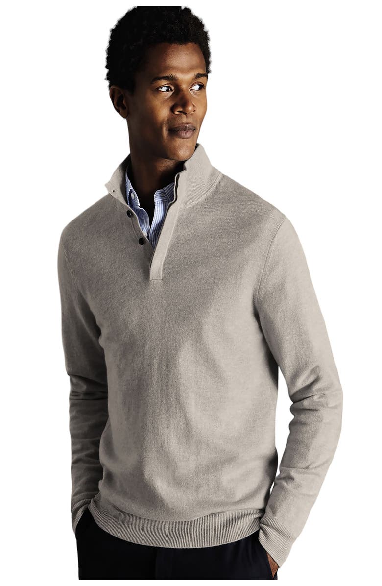 Charles Tyrwhitt Merino/Cashmere Button Neck, Main, color, Silver Grey