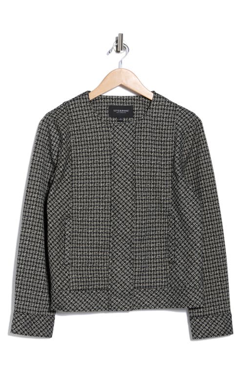 Liverpool Collarless Zip Up Tweed Jacket In Multi