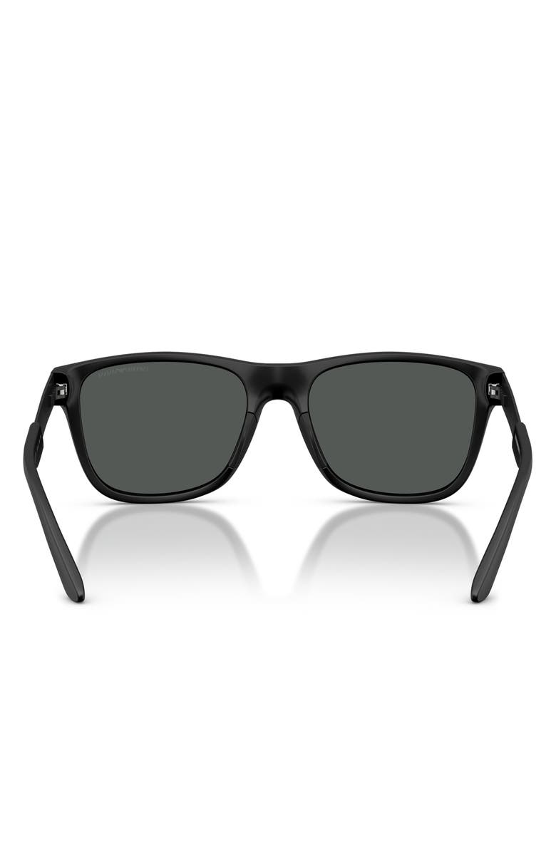 Emporio Armani 57mm Polarized Square Sunglasses, Alternate, color, Matte Black / Dark Grey