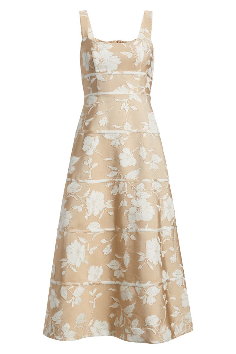 Floral Jacquard A-Line Dress, Alternate, color, WHITE DOVE/ LATTE